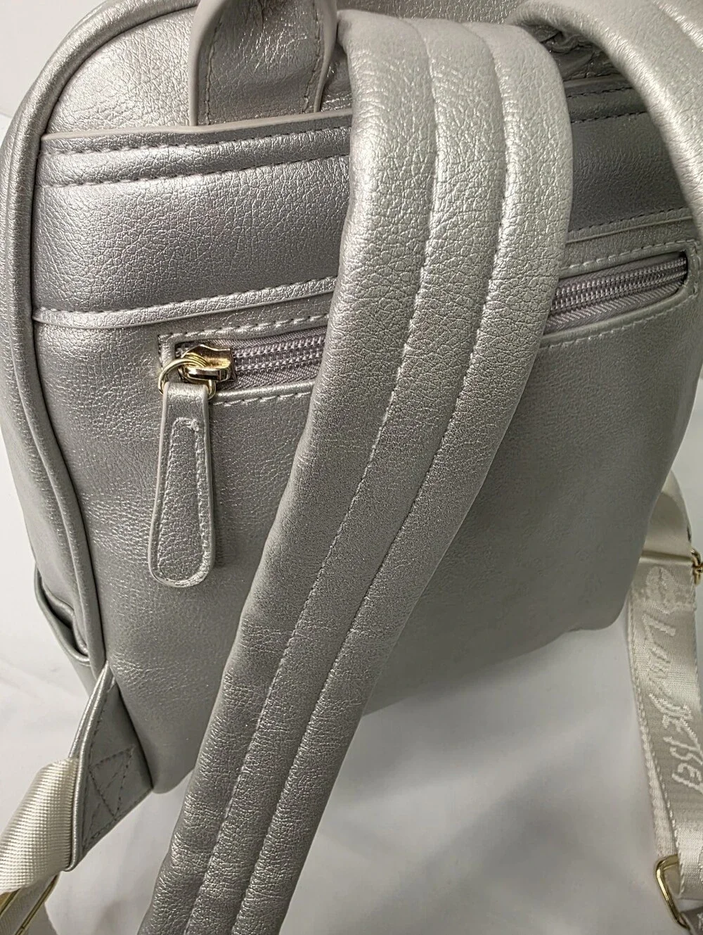 Luv Betsey Johnson Metallic Silver Princess Mini Backpack Faux Fur /Crown
